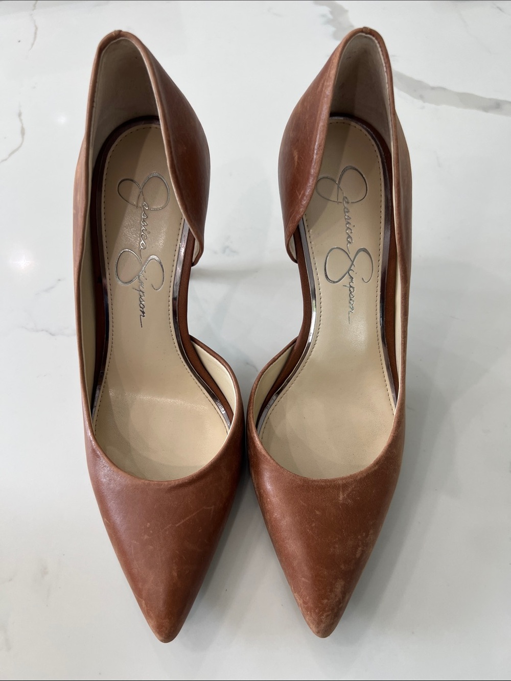 Jessica Simpson Brown Pointed-Toe D'Orsay Pumps